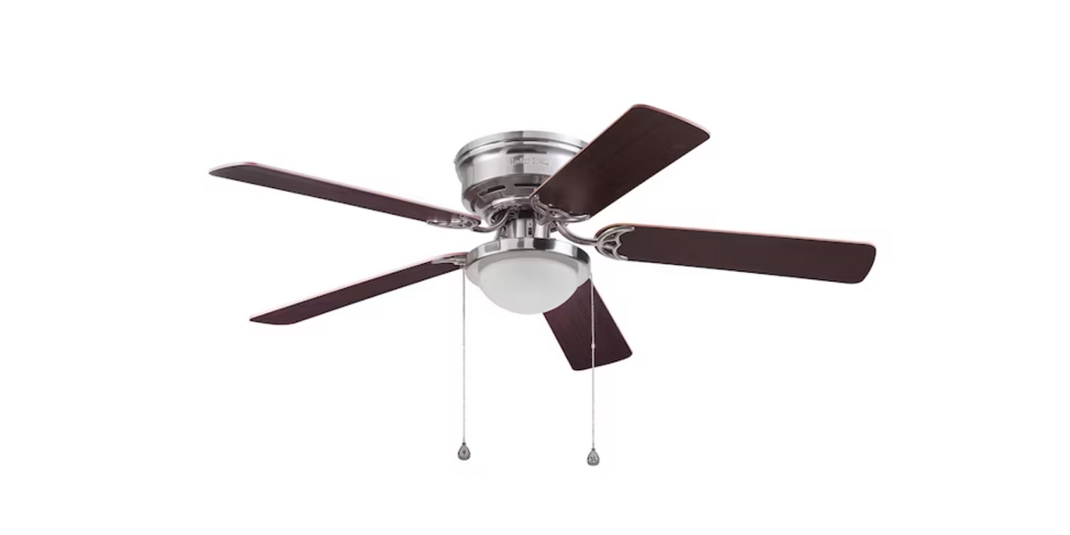 Harbor Breeze Armitage 52-in Brushed Nickel Indoor Flush Mount Ceiling Fan with Light (5-Blade)