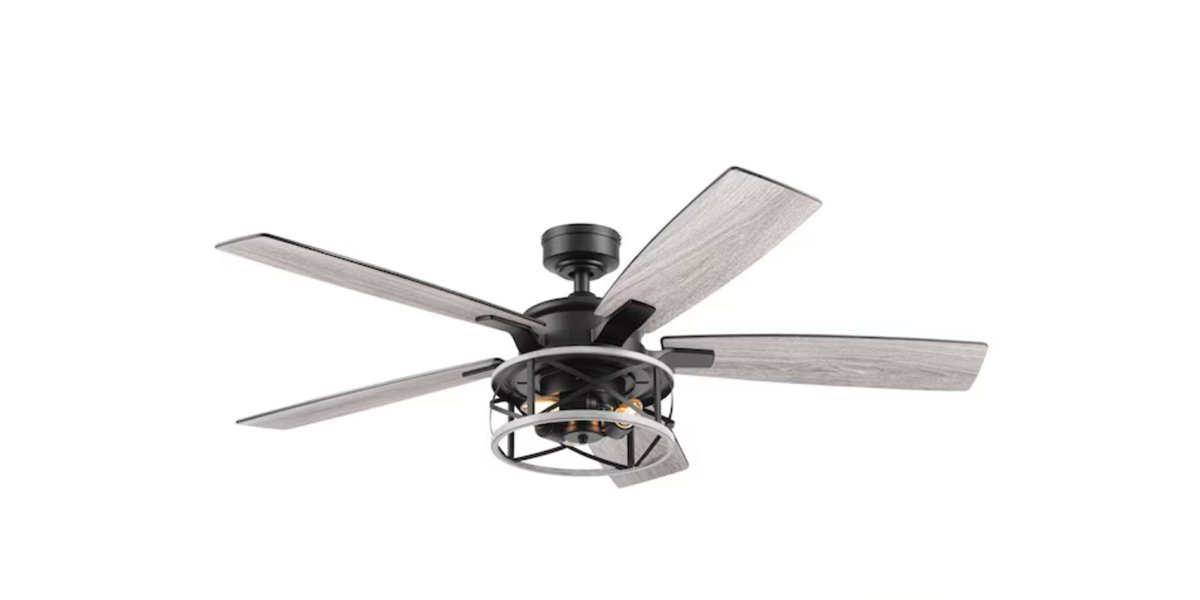 Harbor Breeze Avery 52-in Matte Black Indoor Ceiling Fan with Light and Remote (5-Blade)